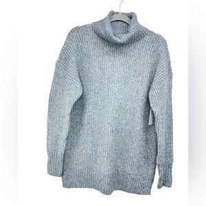 Nine West Womens Turtleneck Tunic Sweater Coal Heather Medium NWT Oversize Fit